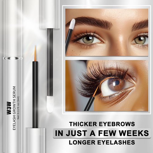 Eyelash and Eyebrow Growth Serum Two Piece Set, Eyelash Serum for Eyelash Growth Thickness, Stronger, Healthier Lashes & Brows, Longer, Fuller, and Thicker Lashes, Vegan & Cruelty-Free (3ml+3ml)