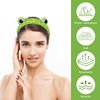 BENBO Frog Headband, 3 Pcs Frog Spa Head Wrap Frog Eyes Facial Fleece Cosmetic Makeup Hairbands Cute Cartoon Animal Headwear Elastic Stretchy Head Band for Face Washing Yoga Beauty Skincare