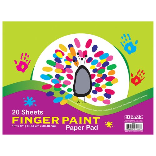 BAZIC Finger Paint Paper Pad 20 Sheets 16" X 12", Oil Painting Watercolor Papers, Gift for Kids Toddlers Classrooms School Home DIY Projects, 1-Pack