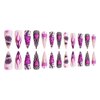 24 Pcs Halloween Purple Fake Nails Long Stiletto Press on Nails with Ghost Spider Web Flame Designs, Almond Shaped Halloween Glue on Nails Glossy Full Cover Stick on Nails Halloween Nails for Women