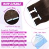 Tape in Hair Extensions Human Hair Dark Brown Straight Hair Extensions Tape in Human Hair 20 Pcs/Pack 40g Tape in Extensions Hair Extensions 12 Inch for Women （12Inch，Dark Brown，40g)