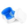 Denture Case Orthodontic Retainer Holder Mouth Guard Night Case, Denture Bath Cleaning Soaking Cup with Strainer and Lid (Blue)