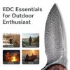 CIVIVI Folding Pocket Knife for EDC, Small Mini Praxis Knife for Men Women, 2.98" Damascus Blade Guibourtia Wood Handle, Sharp Camping Hiking Knives C18026C-DS1