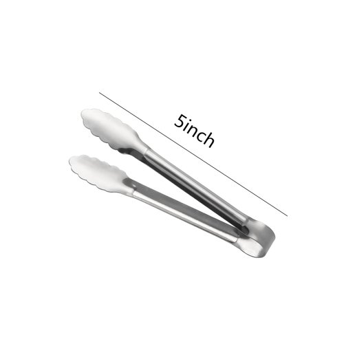 Serving Tongs,Buffet Tongs, Stainless Steel Food Tong Serving Tong Small Serving Tongs Stainless Steel Mini Appetizer Tongs, Set of 6 (5 Inch(12 Pack) (silver)