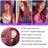 Valkous 26 Inch Red Straight Lace Front Wigs Human Hair Pre Plucked Burgundy Lace Front Wigs Human Hair Straight Wigs for Women Glueless 13x4 Lace Front Wigs Human Hair Colored 180% Density 99j Wigs