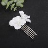 Teyglen Bride Flower Wedding Hair Comb Bridal Flower Headpiece Small Cute White Flower Pearl Hair Piece Decorative Hair Jewelry Accessories for Women Girls (Silver)