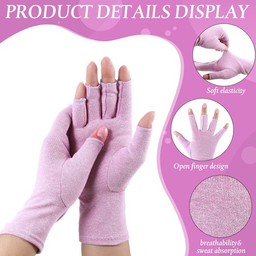 8 Pairs Arthritis Compression Gloves Relieve Muscle Pain Fingerless Gloves Bulk Typing Gloves for Women Men (Colorful, Medium)