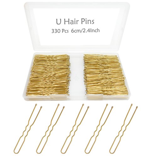 330 Count U Shaped Hair Pins Blonde, YINGFENG 2.4inch Gold Bun Pins Bun Hair Pins for Women Girls...