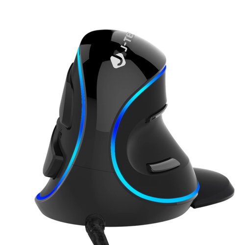 J-Tech Digital Wired Ergonomic Vertical USB Mouse with Adjustable Sensitivity (600/1000/1600 DPI), Scroll Endurance, Removable Palm Rest & Thumb Buttons [V628]