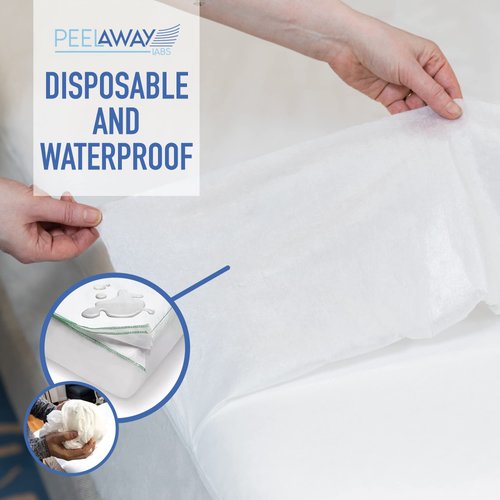 PEELAWAYS Disposable Fitted Bed Sheets Mattress Pad Protector – 100% Waterproof Designed Especially for Incontinence – Luxuriously Soft – Change in Under 60 Seconds (Full/Double - 5 Layer)