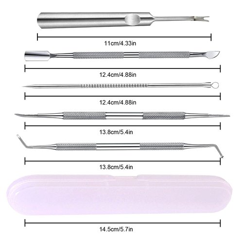 Ingrown Toenail Pedicure Tool Kit Nail File and Nail Lifter Pusher Double-Sided Nail Manicure Kit Stainless Steel Nail Care, Tools Pain Relief (6PCS)