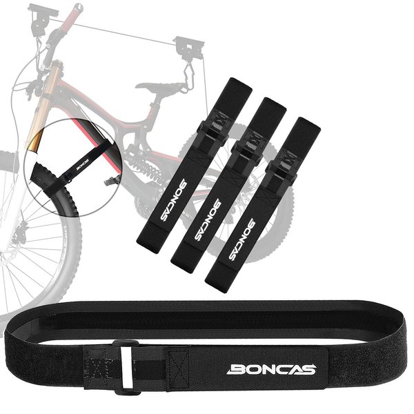 Boncas Adjustable Bike Rack Strap 24" Bicycle Wheel Stabilizer Straps with Innovative Gel Grip Keep The Bicycle Wheel from Spinning - Black 4 Pack