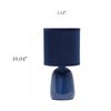 Simple Designs LT1134-NAV 10.04" Tall Traditional Ceramic Thimble Base Bedside Table Desk Lamp w Matching Fabric Shade for Home Decor, Nightstand, Bedroom, Living Room, Entryway, Office, Navy