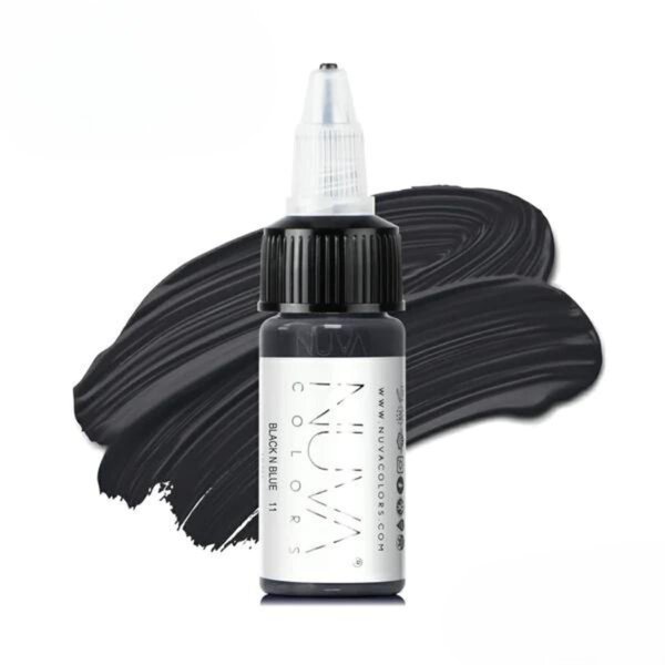 Nuva Colors Permanent Eyeliner Pigment, Customizable, Cool Undertone for Microblading, Lash Line, Winged Eyeliner, Stardust or Smokey, Long-Lasting, Vegan, Made in USA (Black and Blue)