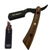 Professional Wood Barber Edge Razor-Salon Quality Cut Throat Shavette Straight Razor, Premium Stainless Steel Quality Single Blade Straight Edge - Moustache & Beard Shaper Men's Manual Shaver Safety