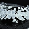 Needzo First Communion White Flower Crown Hair Accessory, Girl's Headband for Weddings, Princess Faux Crystal Pearl Headpiece, One Size