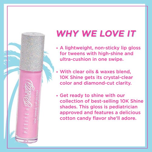 Petite 'N Pretty 10K Shine Lip Gloss for Girls (Gia Pink) - Makeup for Kids, Tweens, Teens - High Shine, Soft, Hydrating, Lightweight, Made in the USA