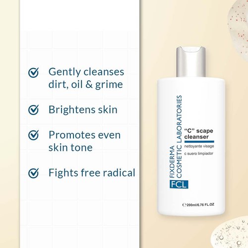 FCL 2% Vitamin C Face Wash, C Scape Cleanser for Gentle Exfoliation and Brightening | Cleanser Face Wash For Unevenly Pigmented Skin | Dark Spot Cleanser for Face - 200ml/6.76 Fl Oz