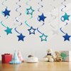 64pcs Birthday Party Decorations - Ceiling Foil Swirl Decorations Hanging Party Streamers Star For Man Boys Children Happy Birthday Graduation Wedding Anniversary (Blue)