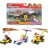 Hot Wheels Mario Kart Vehicle 3-Pack Set of Toy Cars with Gliders Inspired by Tanooki Mario, Princess Peach and Bowser