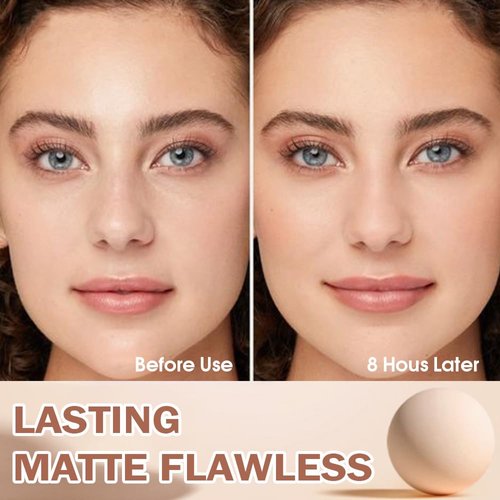 Kaely Oil Control Face Pressed Powder,Perfection Matte Compact Powder,Long Lasting Waterproof Finishing Powder Makeup,polvo compacto de maquillaje,Lightweight,Vegan,02 Natural Beige