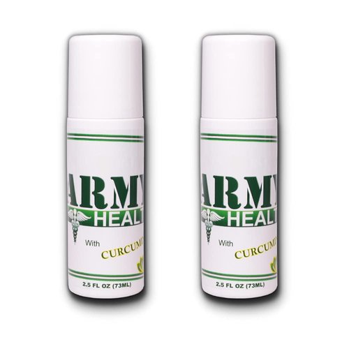 ARMY HEALTH Roll On 100% Natural Turmeric Curcumin - Pain Reliever - Inflammation - Headache - BackAche - Joint and Muscle Pain Pack of 2-5 Oz