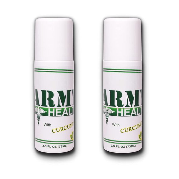 ARMY HEALTH Roll On 100% Natural Turmeric Curcumin - Pain Reliever - Inflammation - Headache - BackAche - Joint and Muscle Pain Pack of 2-5 Oz
