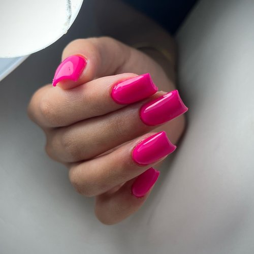 Bellelfin 120Pcs Hot Pink Press on Nails Medium Square Glue on Nails, Glossy Solid Color Fake Nails Full Cover Acrylic Nails Press on for Women Girls Artificial Fingernails