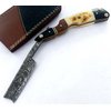 Damascus Steel Straight edge Razor Barber Salon Shaving wet shave real leather sheath for men SM151