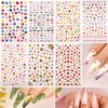 Teenitor 12 Sheets Nail Art Sticker 3D Self-Adhesive, Nail Art Decoration with 5 Boxes Holographic Nail Art Glitter Flakes Butterfly Heart Star Maple Leaf Nail Sequins and Nail Art Flower Slices
