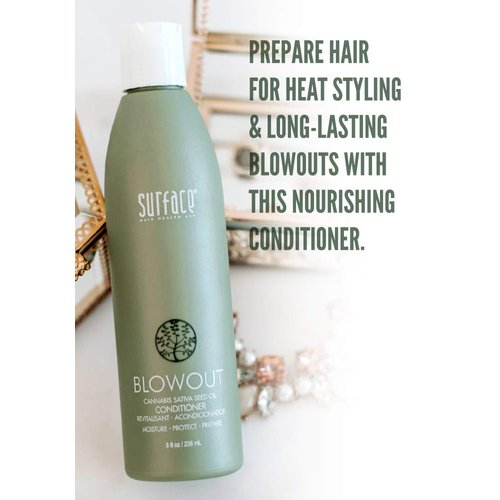 Surface Hair Blowout Conditioner for Women and Men, 8 oz - Organic Conditioner and Heat Resistant Hair Style Protector with Babassu Oil