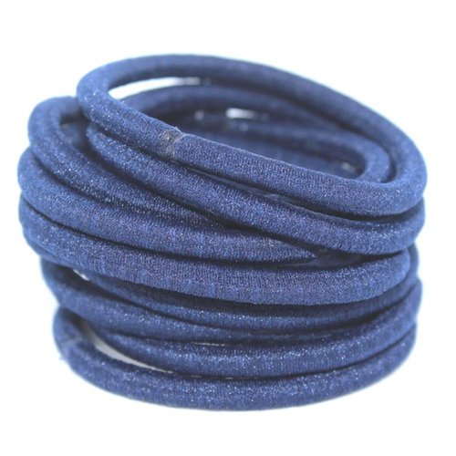 La Tartelette 4 mm Elastic Bands Hair Ties Children Rubber hair headbands - 10 Pcs (Dark Slate Blue)