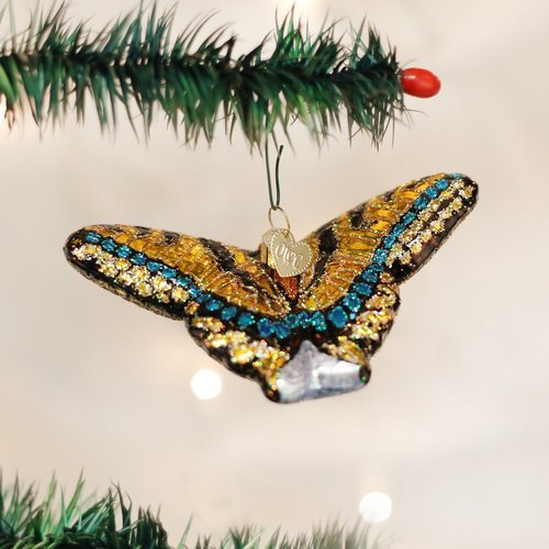 Old World Christmas Ornaments: Butterfly Collection Glass Blown Ornaments for Christmas Tree, Swallowtail Buttferly, Multicolor, 2.500 (12164)