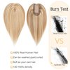 SEGO Human Hair Toppers for Women With Thinning Hair 7 * 13CM Silk Base 100% Real Human Hair Clip in Top Wiglet Hair Pieces -12 Inch No Bangs Golden Brown&Bleach Blonde