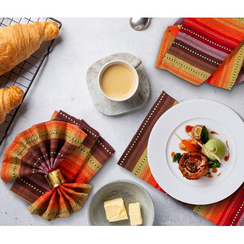 Hausattire Reusable Napkins Cloth Washable 100% Cotton Salsa Stripe 18x18 Inch Dinner Napkins|Table Napkins for Spring Easter Basket Decor|Set of 12 Cloth Napkins for Home Banquet Wedding |Red Multi