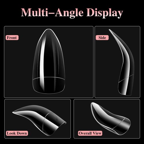 100 Pcs Medium Stiletto Press on Nails Kit,Soft Gel Pre-Shaped Acrylic Nail Tips Eagle Claw Designs Glue on Nail Glossy Extension Tips Manicure Home DIY 10 Sizes Gelly Tips