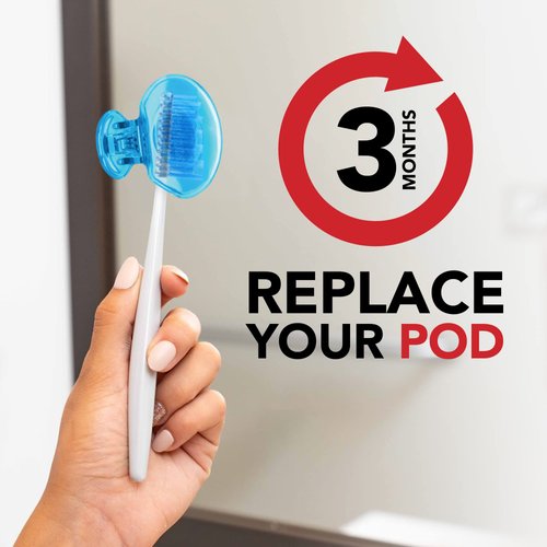 Steripod Clip-On Toothbrush Protector, Keeps Toothbrush Fresh and Clean, Fits Most Manual and Electric Toothbrushes, Blue, Green, Red, Orange, 4 Count