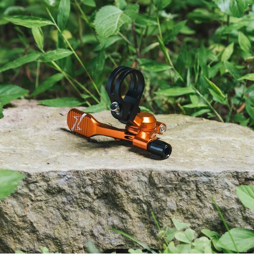 Funn UpDown Mountain Bike Dropper Seatpost 4 Way Mount CNC Remote Lever kit fits Both External and Internal Routing droppers, Smooth Action Easy-to-Use (Red)