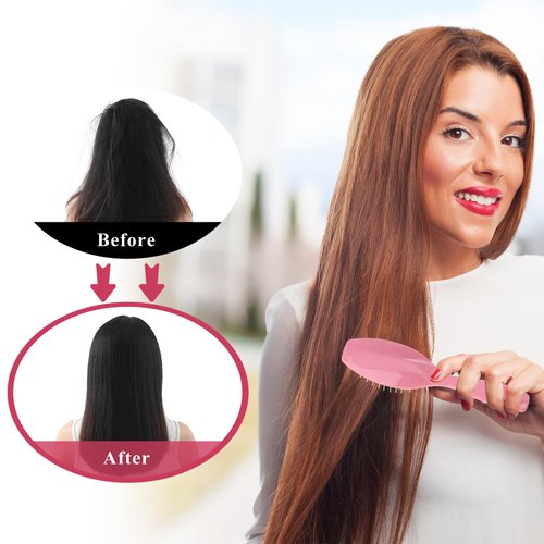 Giantree 2Pcs Wig Brush for Synthetic Wigs with Comb, Stainless Steel Bristle Wig Hair Brush Professional Synthetic Hair Brush for Thick Curly Thin Long Short Wet or Dry Hair Extension Brush for Women