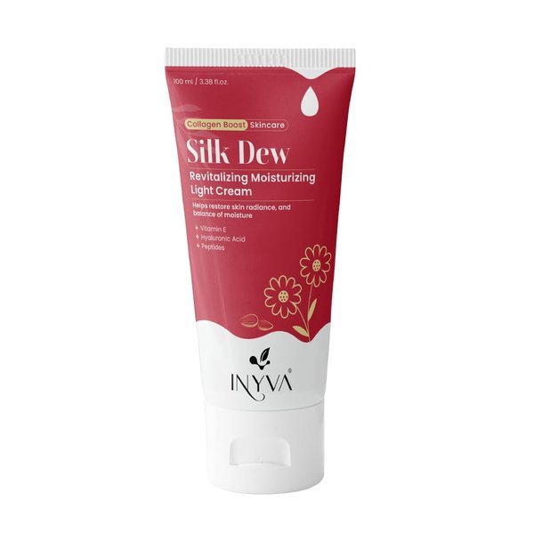 INYVA SilkDew Light Cream | Revitalizing Moisturizer with Peptides, Hyaluronic Acid & Vitamin E | Lightweight Texture for Deep Hydration | Anti-Aging & Skin Repair | All Skin Types - 100 ml