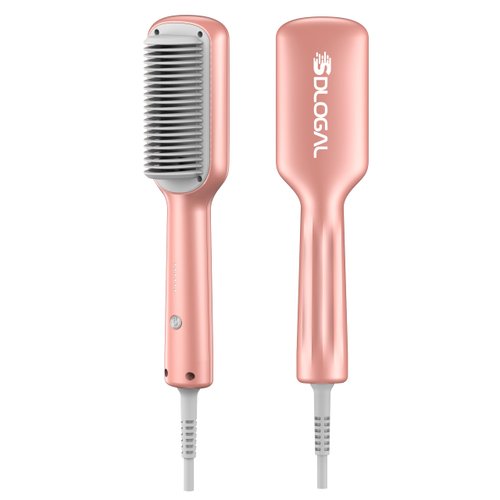 sdlogal Hair Straightener Brush – Hair Straightening Iron with Built-in Comb, 20s Fast Heating & 5 Temp Settings & Anti-Scald, Perfect for Professional Salon at Home(Rose Gold)