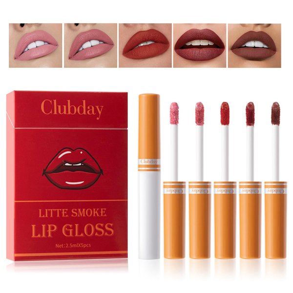 5 Colors Matte Non-Stick Cup Lip Gloss Makeup Set，Waterproof Nude Red Tint Lip Mud Girls Makep，Long Lasting Lipstick Korean Matte Lip Gloss Lips Stain Liquid Lipstick Gift Box Cosmetics Makeup