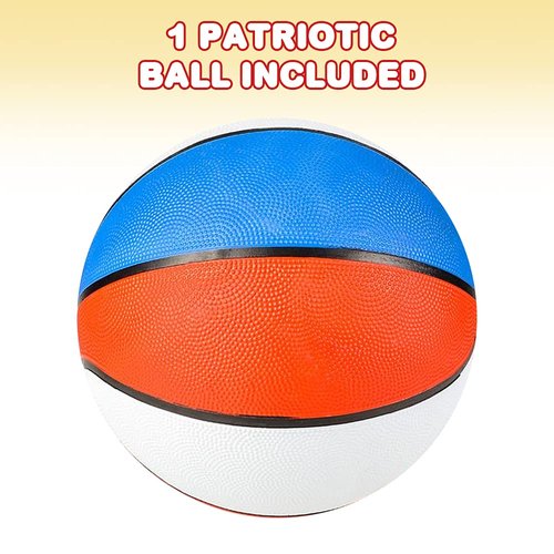ArtCreativity Patriotic Basketball for Kids, 9.5” Ball with Red, White, & Blue Colors, 4th of July Party Favors & Decorations, Patriotic Supplies for Memorial & Independence Day- Sold Deflated