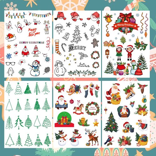 Ooopsiun Christmas Tattoos for Kids - 100+ Tattoos | Christmas Xmas Party Favors and Decorations for Children Kids, Santa Claus, Christmas tree, Snowman, Reindeer