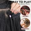 ALXNAN Hair Extensions, 4PCS Clip in Hair Extensions,14 Inches Black Long Wavy Natural Soft Synthetic Hairpieces for Women