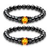 ZZ ZINFANDEL 2Pcs Anti-Swelling Black Obsidian Bracelets,Adjustable Lymphatic Drainage Magnetic Therapy Bracelet Anklet for Women Men,Anti-Anxiety Yoga Beads Stress Relief Bracelets (D)