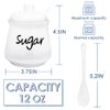 Swetwiny Ceramic Sugar Bowl with Lid and Spoon, 12 Ounces Porcelain Sugar Jar Sugar Dispenser, Sugar Container for Home and Kitchen Decor (White)
