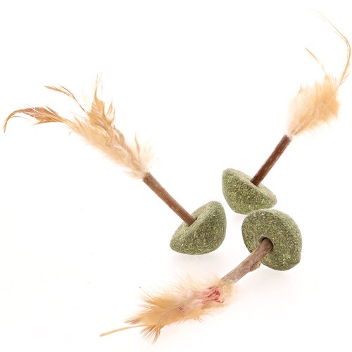 Raw Paws Silvervine Lollipop Toys, 3 ct - Cat Feather Toys for Indoor Cats - Interactive Cat Toys with Feathers - Cat Kicker Toy - Catnip Toys for Cats