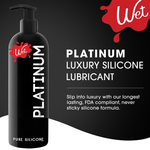 Wet Platinum Silicone-Based Lube for Men, Women & Couples, 32 Fl Oz - Ultra Long-Lasting & Water-Resistant Premium Personal Lubricant - Safe to Use with Latex Condoms - Non-Sticky & Hypoallergenic