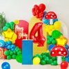 4 Balloon Number Red Blue Green Yellow Balloon Cartoon Mushroom Decorations Star Balloons for Birthday, Carnival, Party Activities, Cartoon Video Game Theme Party Supplies